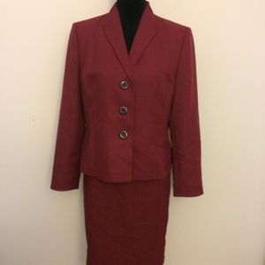 Le Suit Petite Cranberry Skirt Suit